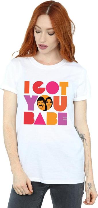 Actual product image Sonny & Cher Womens/Ladies I Got You Cotton Boyfriend T-Shirt (4XL)