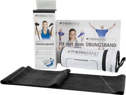 Actual product image TheraBand 2.50m incl. door anchor + bag black Resistance 3.3kg Terrabands gymnastic band Fitnessba (2.50 m, Extra strength)