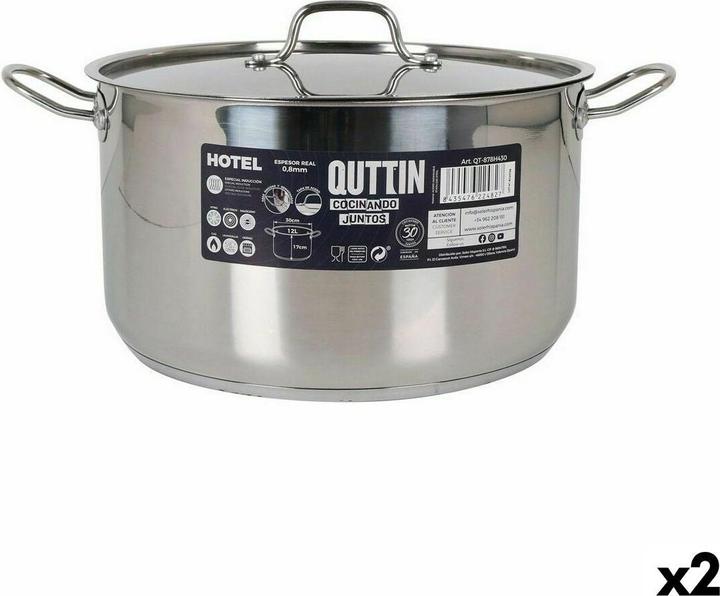 Immagine prodotto Quttin Kochtopf mit Deckel Hotel ø 30 x 17 cm (2 Stück) (Pentola, Acciaio)