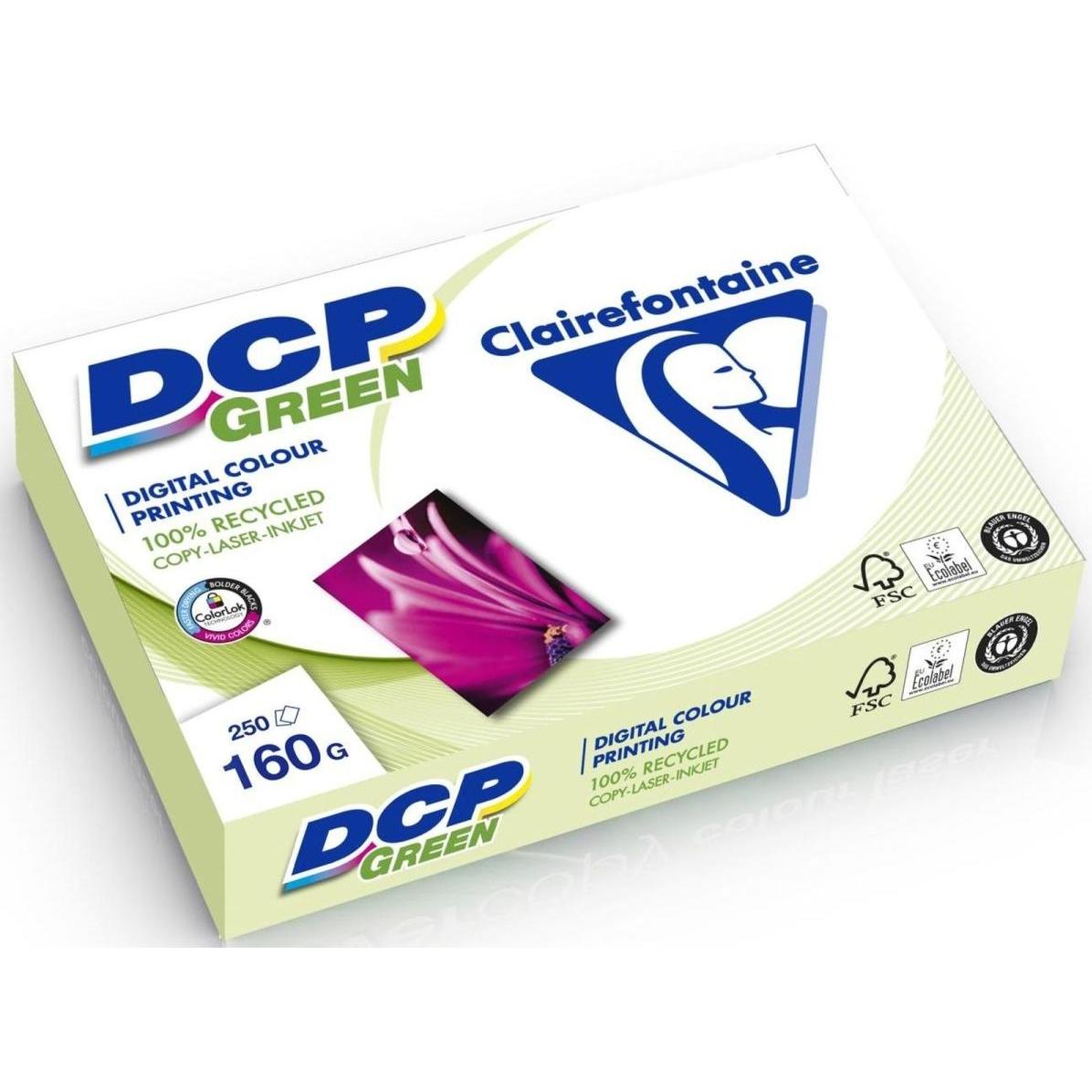 Clairefontaine, Kopierpapier, Genbrugspapir til farveprint DCP Green, A4, 160 g, pakke a 250 ark (160 g/m², 250 x, A4)
