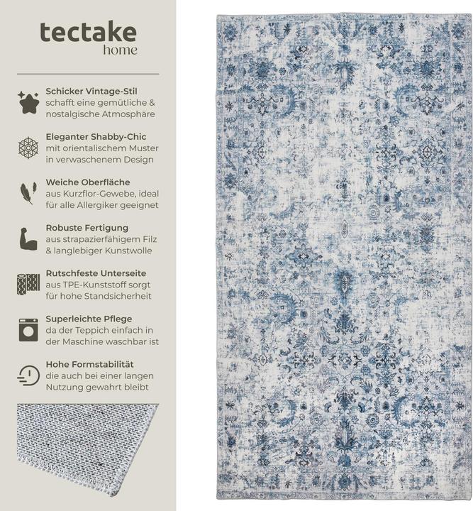 Actual product image tectake Vintage Designer Rug Amara, Low Pile (150 x 80 cm)