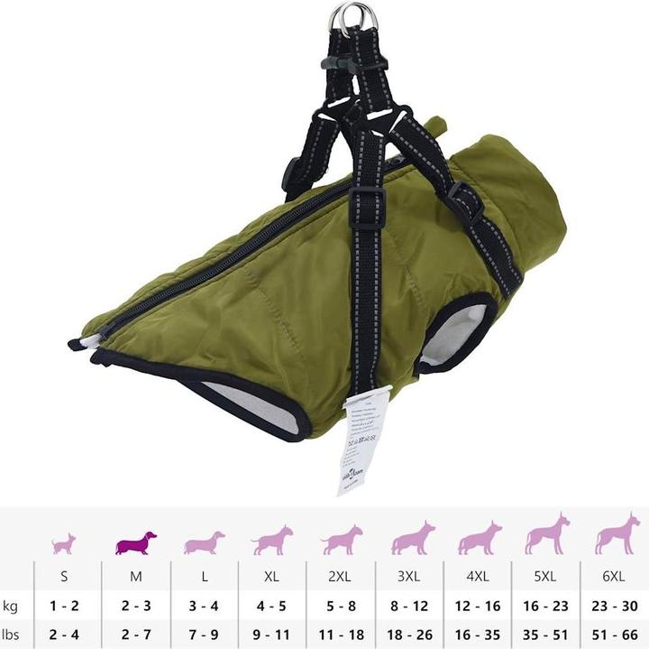 Actual product image vidaXL Dog coat harness Waterproof Reflective (28, Dog coat)