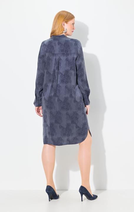 Produktbild Ulla Popken Lyocell-Kleid, Stehkragen, V-Ausschnitt, Langarm (50, 52)