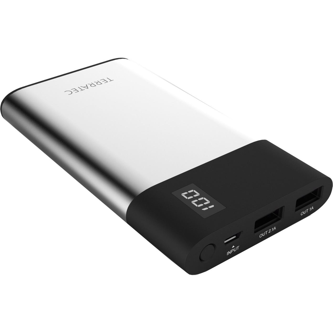 Terratec P80 Slim (8000 mAh, 5 W, 29.60 Wh), Powerbank, Schwarz, Silber