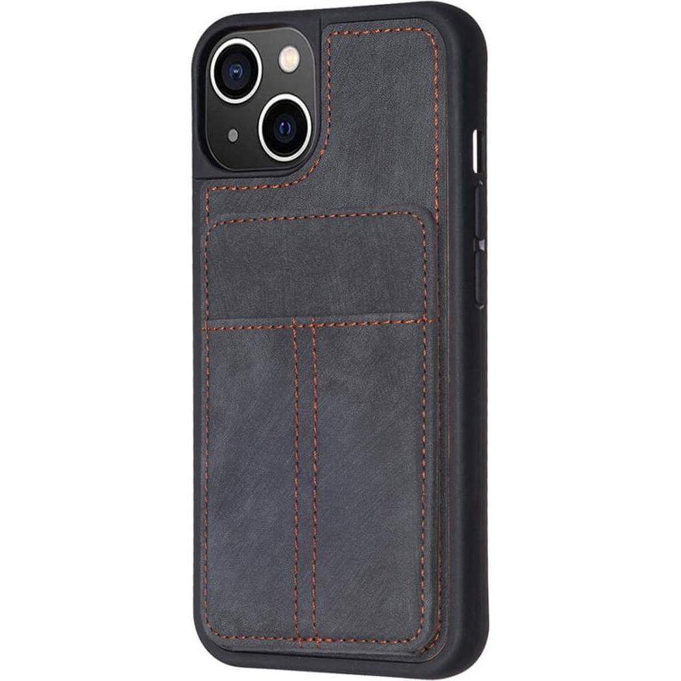 Cover-Discount iPhone 15 Plus - Kickstand Case mit Kartenfächer schwarz (Apple iPhone 15 Plus), Smartphone Hülle, Schwar...