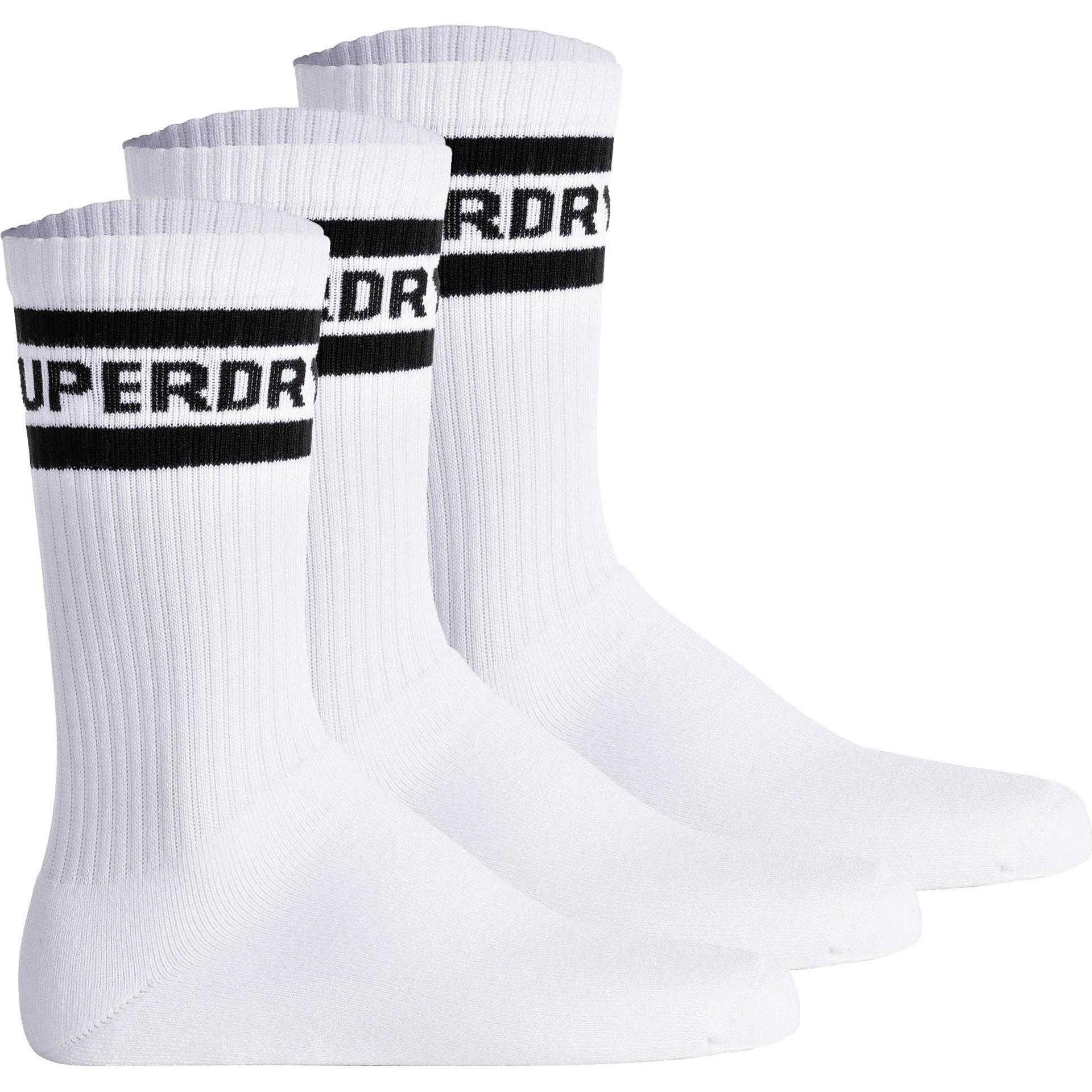 Superdry, Herren, Socken, Socken Sportlich, Weiss, (3er Pack, 36 - 38)