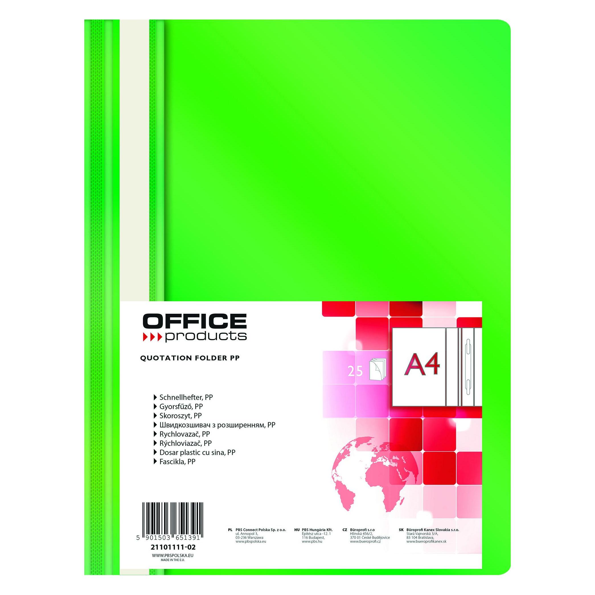 Office Products, Map, Rapportmap, Pp, A4, Zacht, 100/170 Micron, Groen