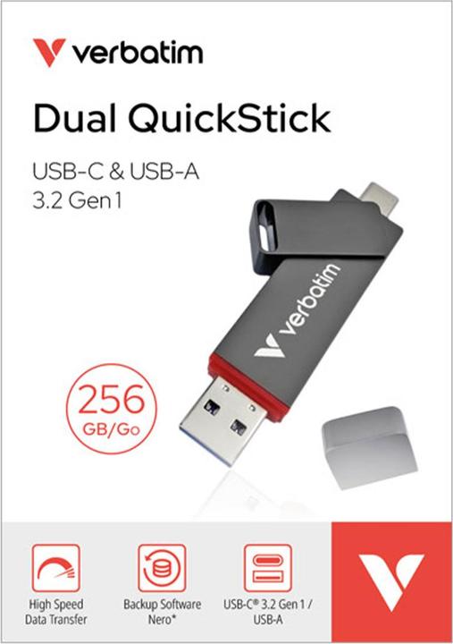 Image du produit Verbatim Dual QuickStick (256 Go, USB-A, USB-C)