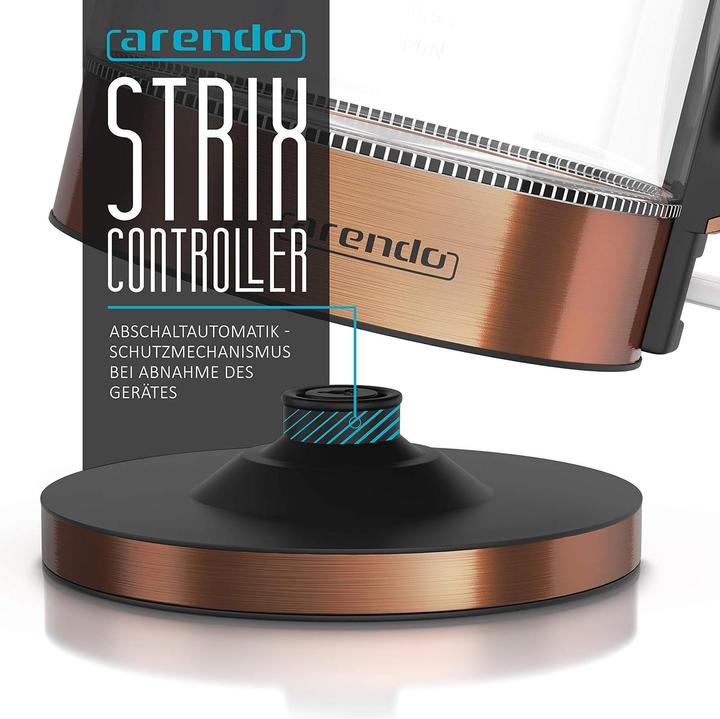 Produktbild Arendo Solid Edelstahl Glas-Wasserkocher, Kupfer (1.70 l)