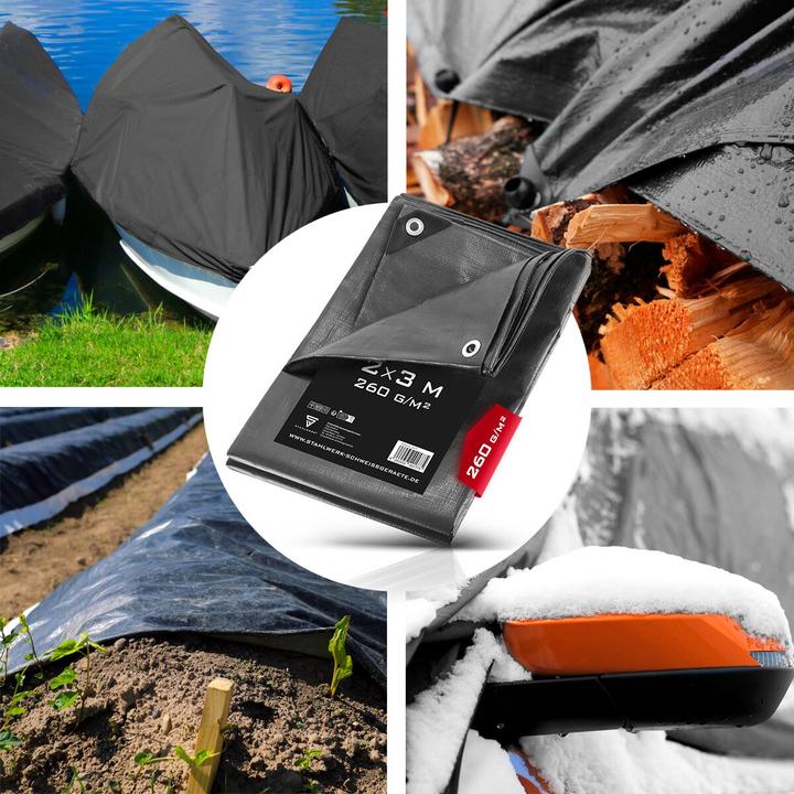 Produktbild Stahlwerk Abdeckplane mit Ösen 2 x 3 m 260 g/mÂ² wasserdichte Schutzplane (2 x 3 m)