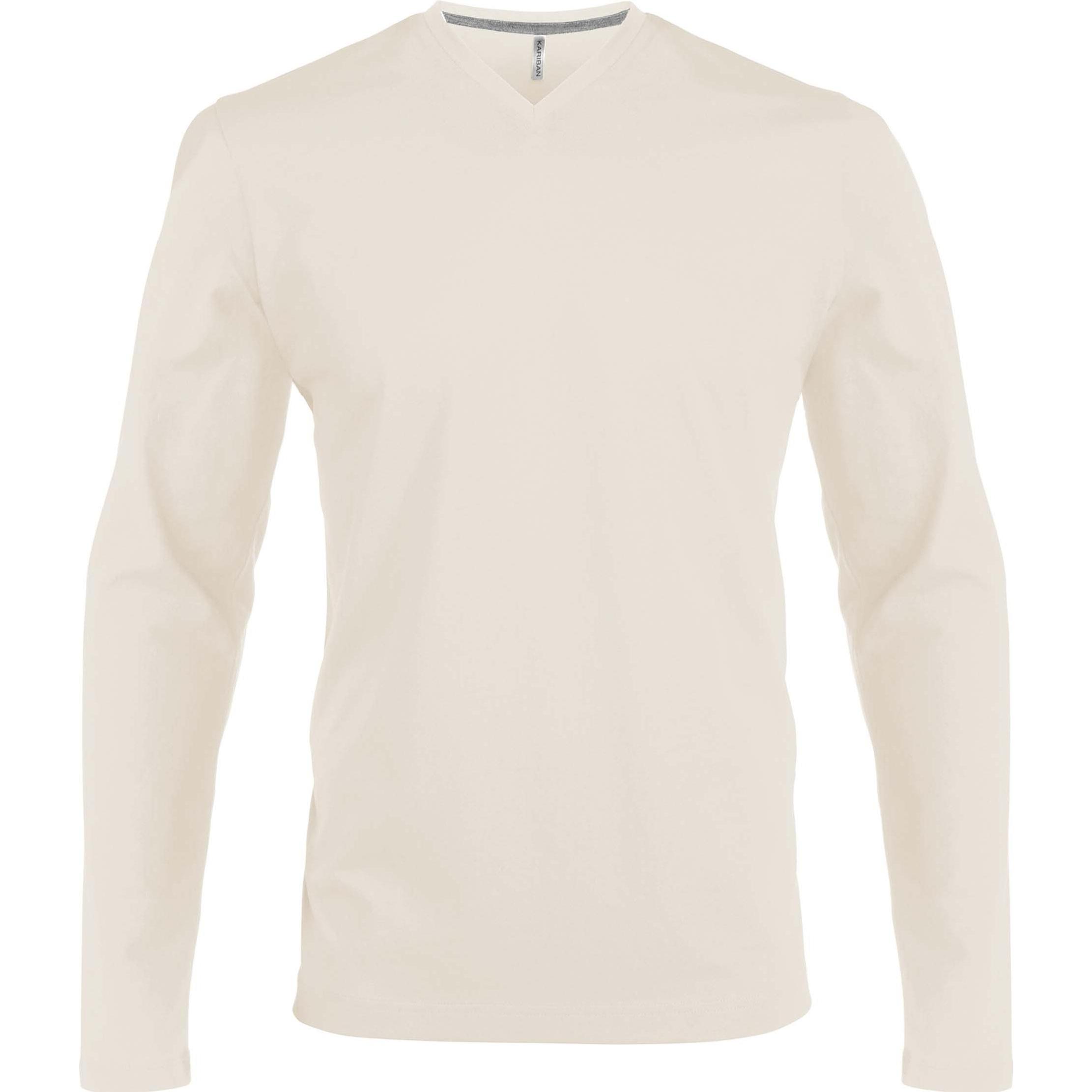 Kariban, Herren, Shirt, Col V manches longues, Beige, (3XL)