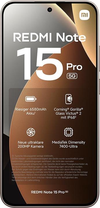 Productafbeelding Xiaomi REDMI Note 15 Pro 5G (512 GB, Titanium, 6.83", Dubbele SIM, 5G)