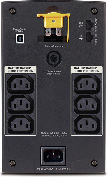 Immagine prodotto APC Back-UPS 1400VA 230V AVR Prese IEC 1400VA 230V (1400 VA, 700 W, Interattivo linea UPS)