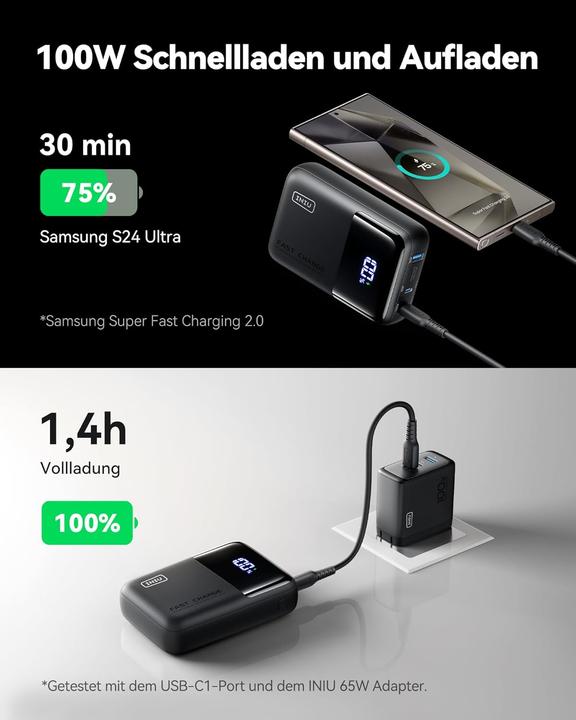 Produktbild INIU Powerbank mit Schnellladefunktion (25000 mAh, 100 W)