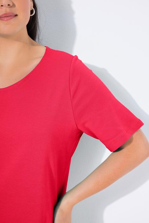 Actual product image Ulla Popken Double Layer Rounded V-Neck Slim Fit Tee (62)