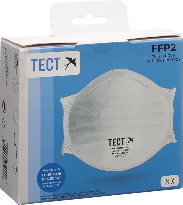 Actual product image Tect Respirator without valve (FFP2, 3 x)