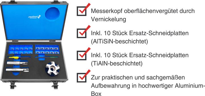 Produktbild Paulimot Messerkopf-Schaftfräser-Set + 20 x Ersatz-Schneidplatte