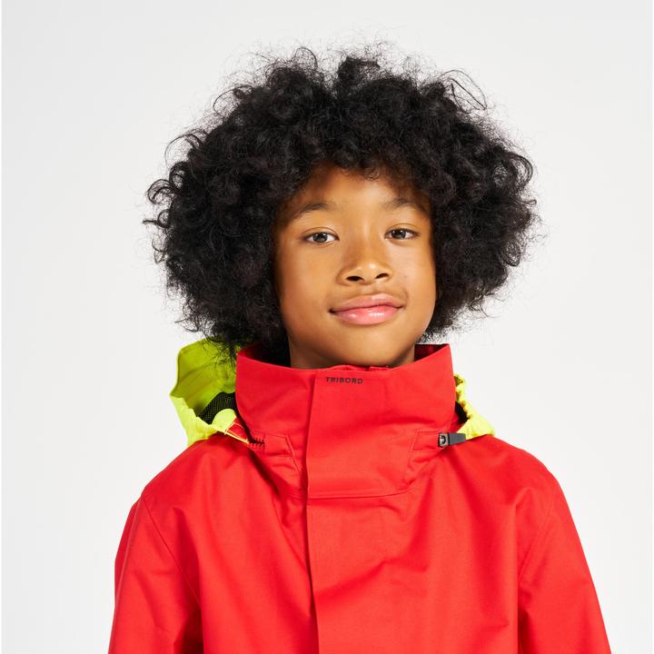 Produktbild Tribord Regenjacke Segeljacke Kinder wasserdicht winddicht - Sailing 300 rot/gelb (122)