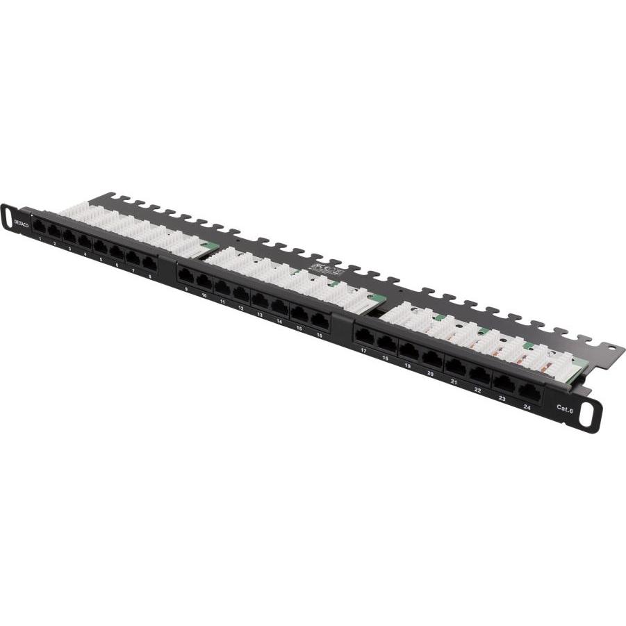 Deltaco PAN-120 patch panel 0.5U, Server Zubehör, Schwarz