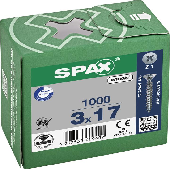 Actual product image Spax Countersunk Head Brake Ribs Cross Recess Z1 Fully Threaded Wirox (1000 Screws per piece)