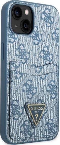Actual product image Guess GUHCP13MP4TPB iPhone 13 6.1" niebieski/blue hardcase 4G Triangle Logo Cardslot (Apple iPhone 13, Apple iPhone 14)