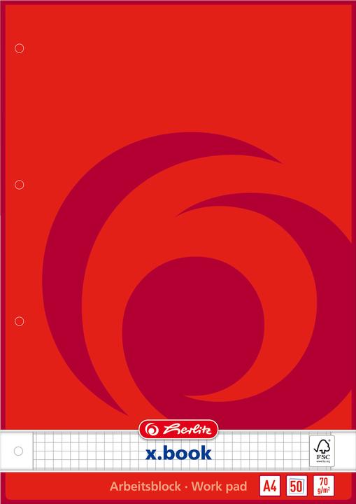 Actual product image Herlitz Work pad x.book DIN A4, 50 sheets, squared (A4, Checked, No binding)