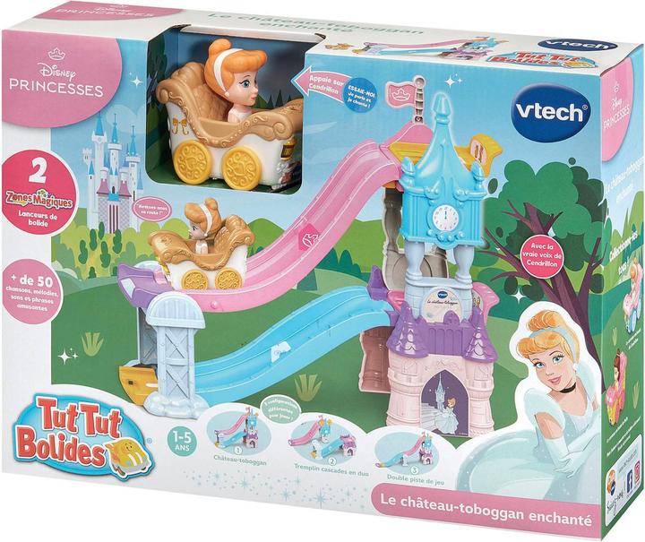 Produktbild VTech Tut Tut Bolides Disney Princesses - Château-toboggan enchanté (+Le carrosse mariage enchanté de Cen
