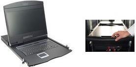 Productafbeelding Digitus Modulaire Console met 483cm 19inch TFT 1 Poort KVM & Touchpad Duits Toetsenbord RAL 9005 -