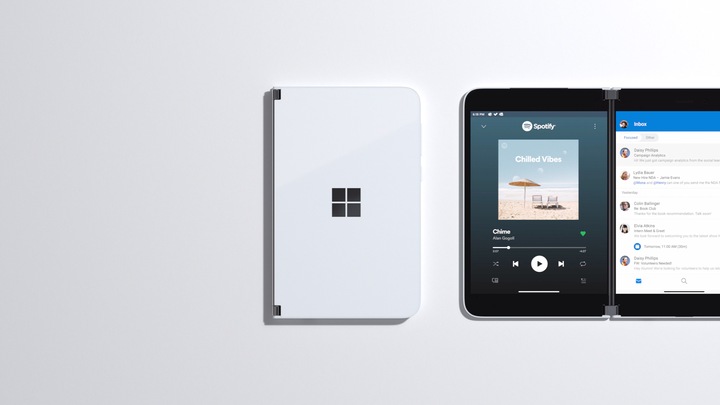 Produktbild Microsoft Surface Duo (128 GB, Glacier, 8.10", Dual SIM, 11 Mpx, 4G)