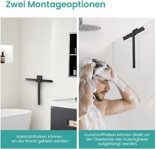 Produktbild Emke Duschabzieher, Abzieher Dusche mit Halter, 215mm, Schwarz
