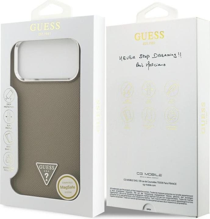 Produktbild Guess Etui Grained Triangle Logo MagSafe do iPhone 17 Pro Max brązowy (Apple iPhone 17 Pro Max)