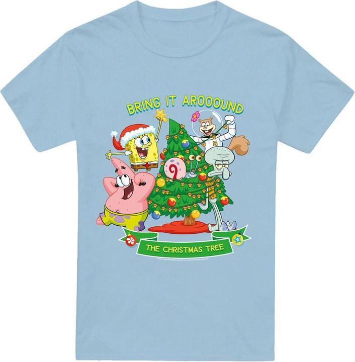 Actual product image Spongebob Squarepants Mens Aroooound The Christmas Tree Patrick Star T-Shirt (L)