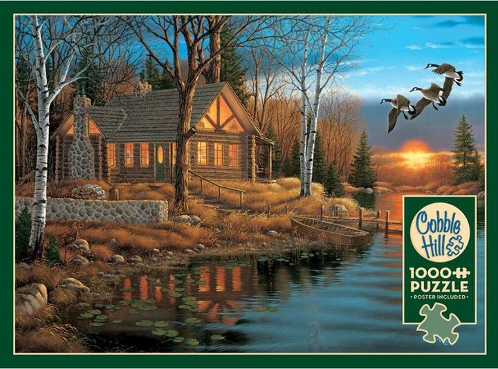 Actual product image Cobble Hill Log cabin by the lake 1000 parts (1000 pieces)