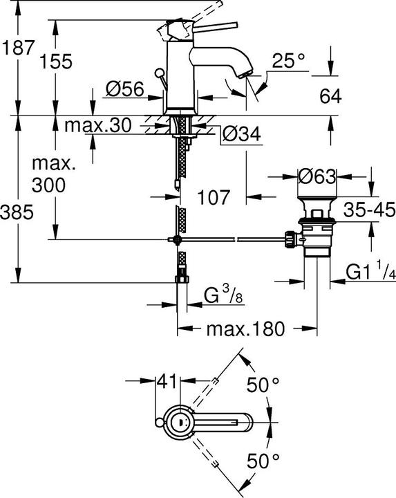 Actual product image Grohe Start Classic single-lever basin mixer, 1/2". S-Size