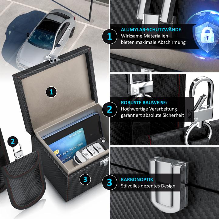 Produktbild Aplic Schlüsseltasche NFC/RFID Schutzbox, Keyless Go Schutz Box, Autoschlüssel Abschirmung, SafeBox