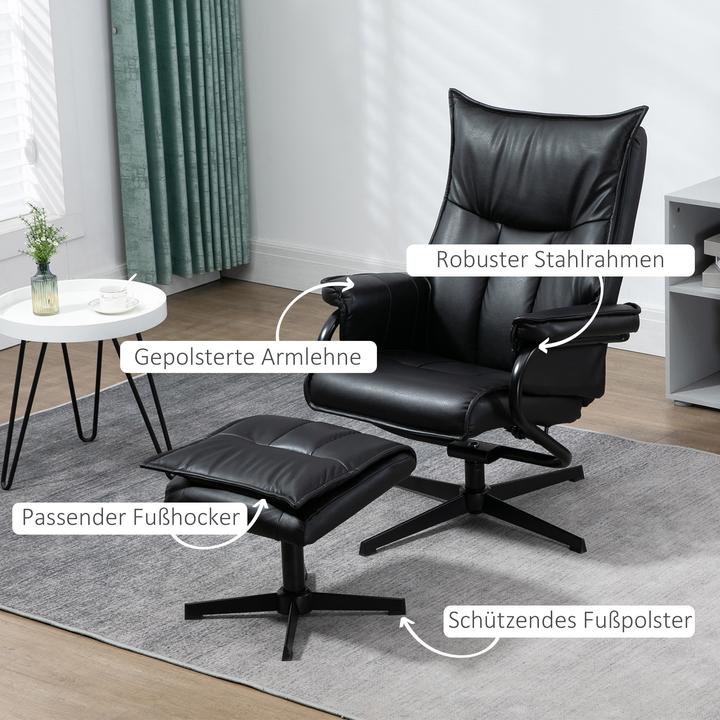 Immagine prodotto Homcom Poltrona relax con funzione reclinabile e sgabello