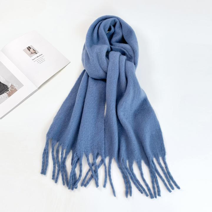 Only-Bags.Store Solide Farbe Plüsch Warm Chunky Schal Lange Einfache Grosse Verdickte Quaste Schal Winter Outdoor