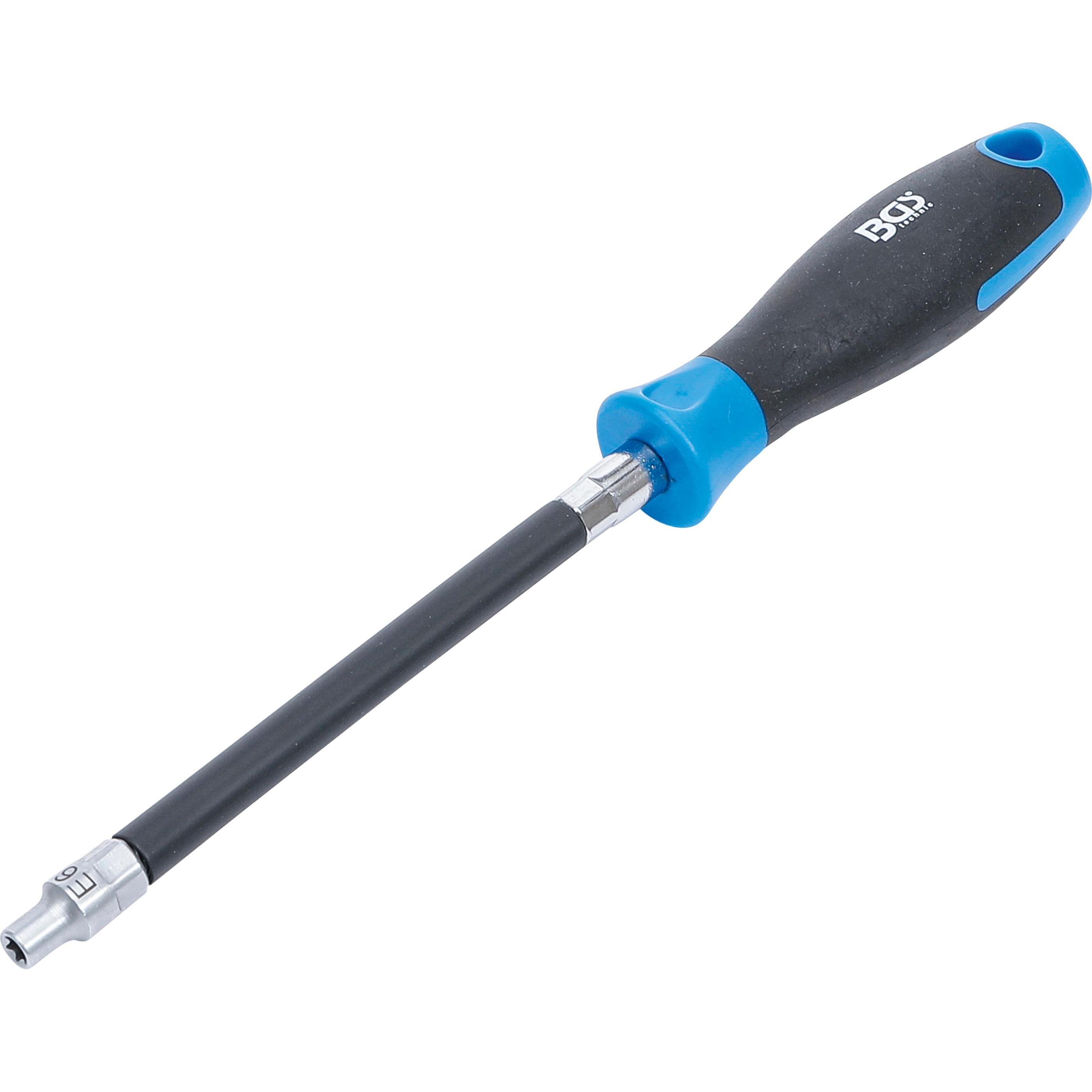 BGS, Schraubenzieher, Flexibler Schraubendreher mit Rundgriff E-Profil E6 Klingenlänge 150 mm (T-profil)