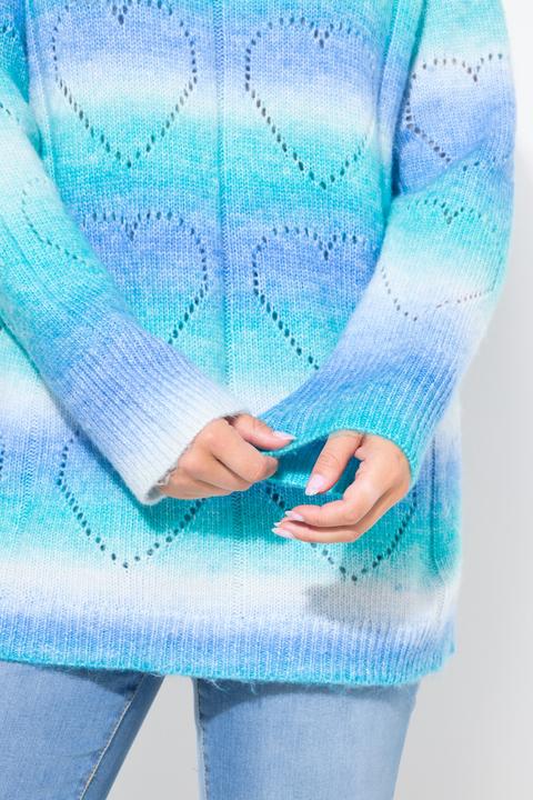 Produktbild Miamoda Pullover, Farbverlauf, Herz-Ajourmuster, V-Ausschnitt, Langarm (44)