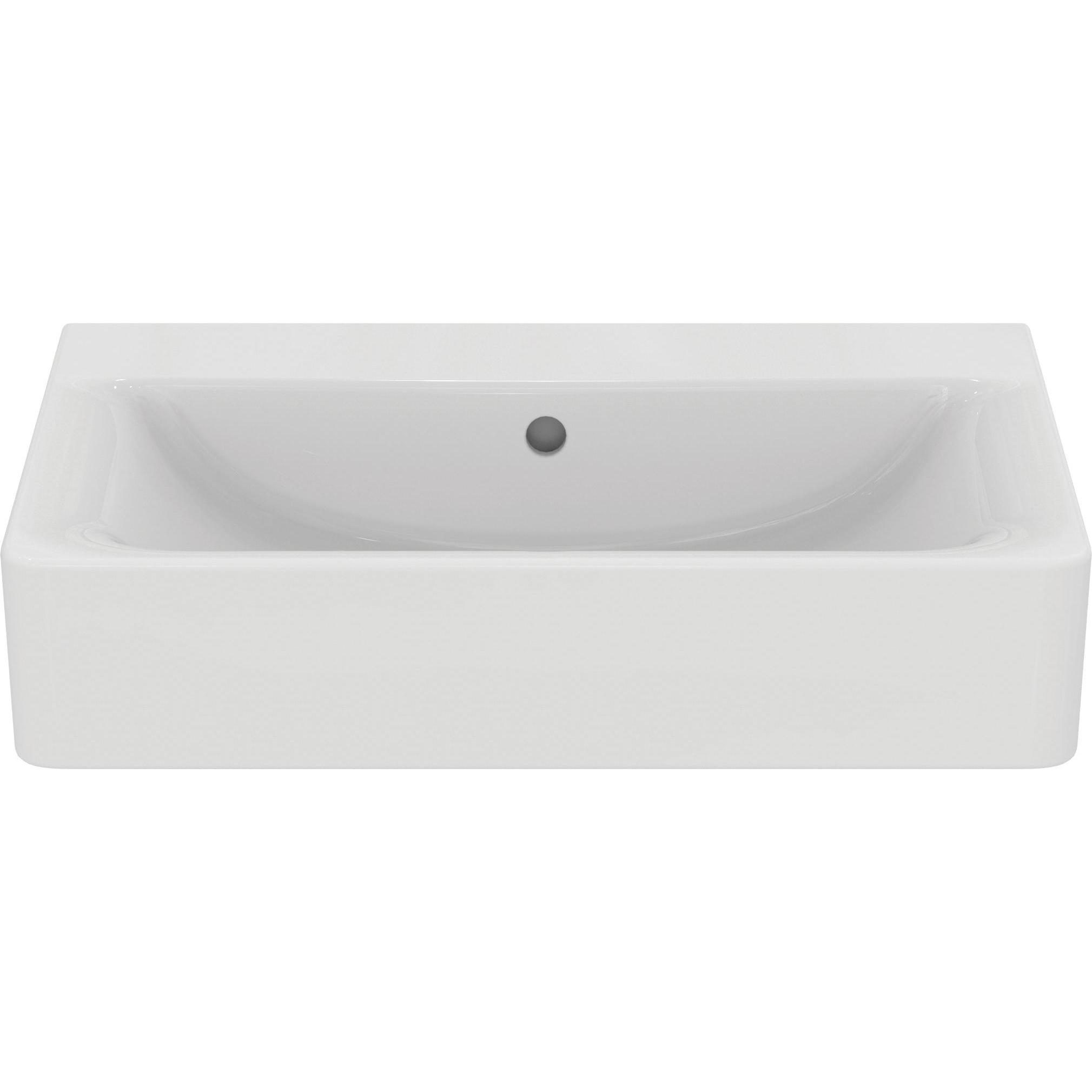 Ideal Standard, Waschbecken, Connect Cube Waschtisch 650mm E8104, ohne Hahnloch (650 mm, 460 mm)