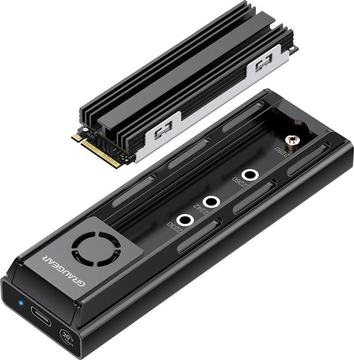 Actual product image Graugear external docking M.2 NVMe/NGFF SSD with fan 20Gbit