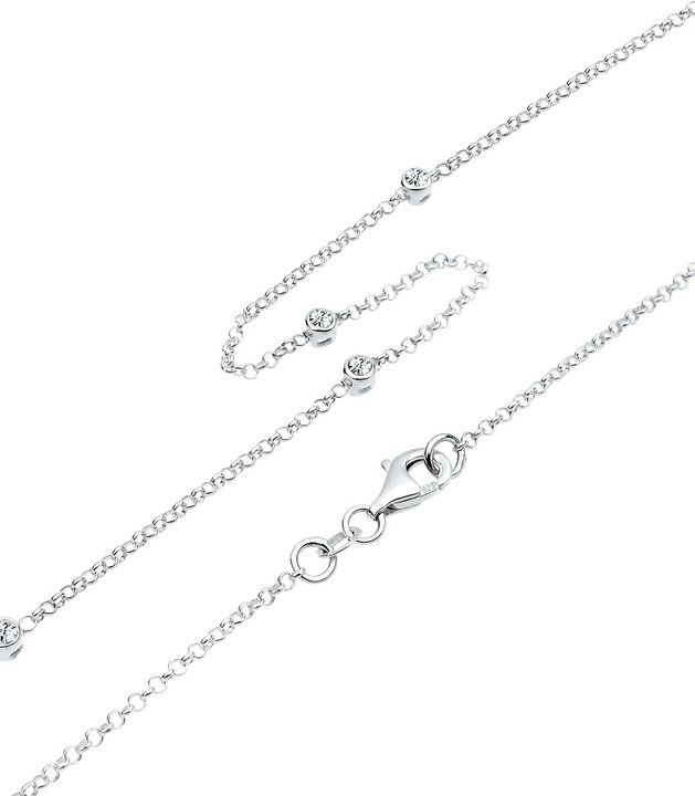 Immagine prodotto Elli Basic-Kette mit Kristallen (Argento, 45 cm)