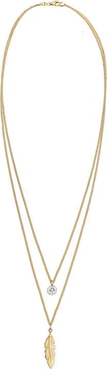 Immagine prodotto Elli 2-lagige Kette mit Feder-Anhänger und Kristall (Argento, 45 cm)