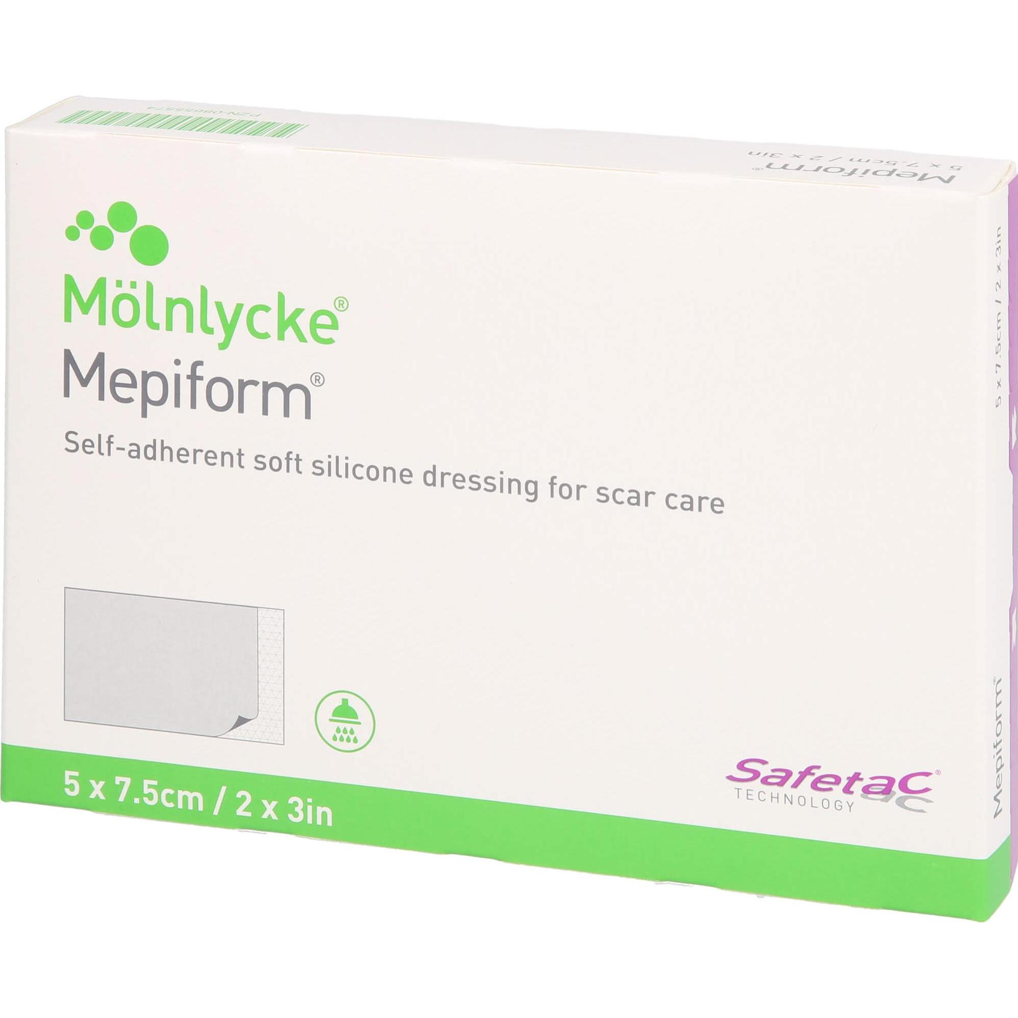 Mölnlycke, Verbandsmaterial, Mepiform 5 x 7.5 cm Silikonverband zur Narbenbehandlung, 5 St. Wundauflagen