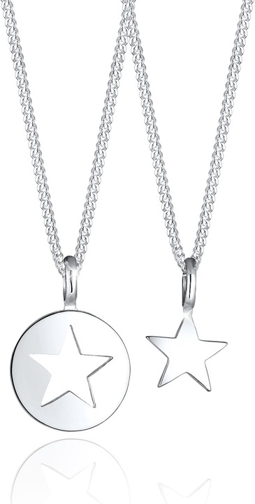 Immagine prodotto Elli Mutter Kind Set Stern-Anhänger Cut Out Design (Argento, 45 cm)