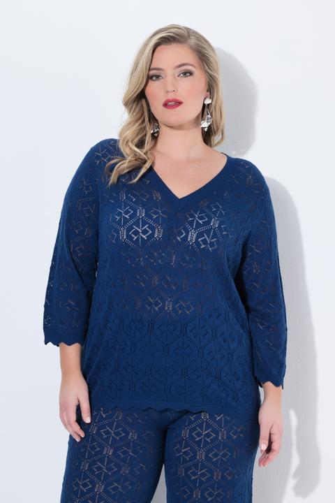 Produktbild Miamoda Pullover, Feinstrick, V-Ausschnitt, 3/4-Ärmel (50, 52)