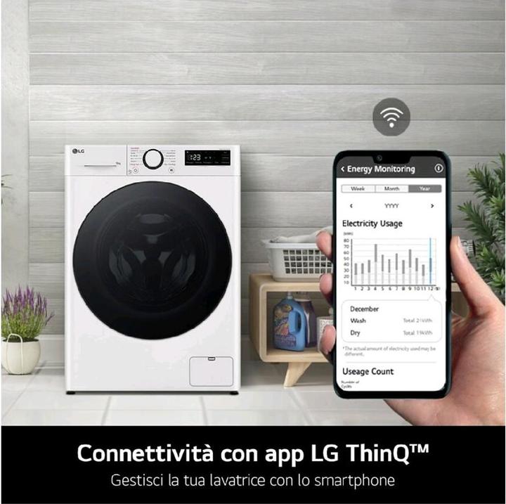 Immagine prodotto LG F4R9009TPWC Lavatrice 9kg Classe A -40% AI DD con Vapore (9 kg, A sinistra)