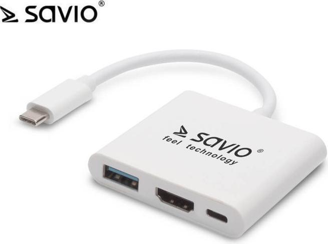 Image du produit Savio AK-48 USB Type C - HDMI USB 3.0 PD USB Type-C Blanc (USB-C, 2 cm)