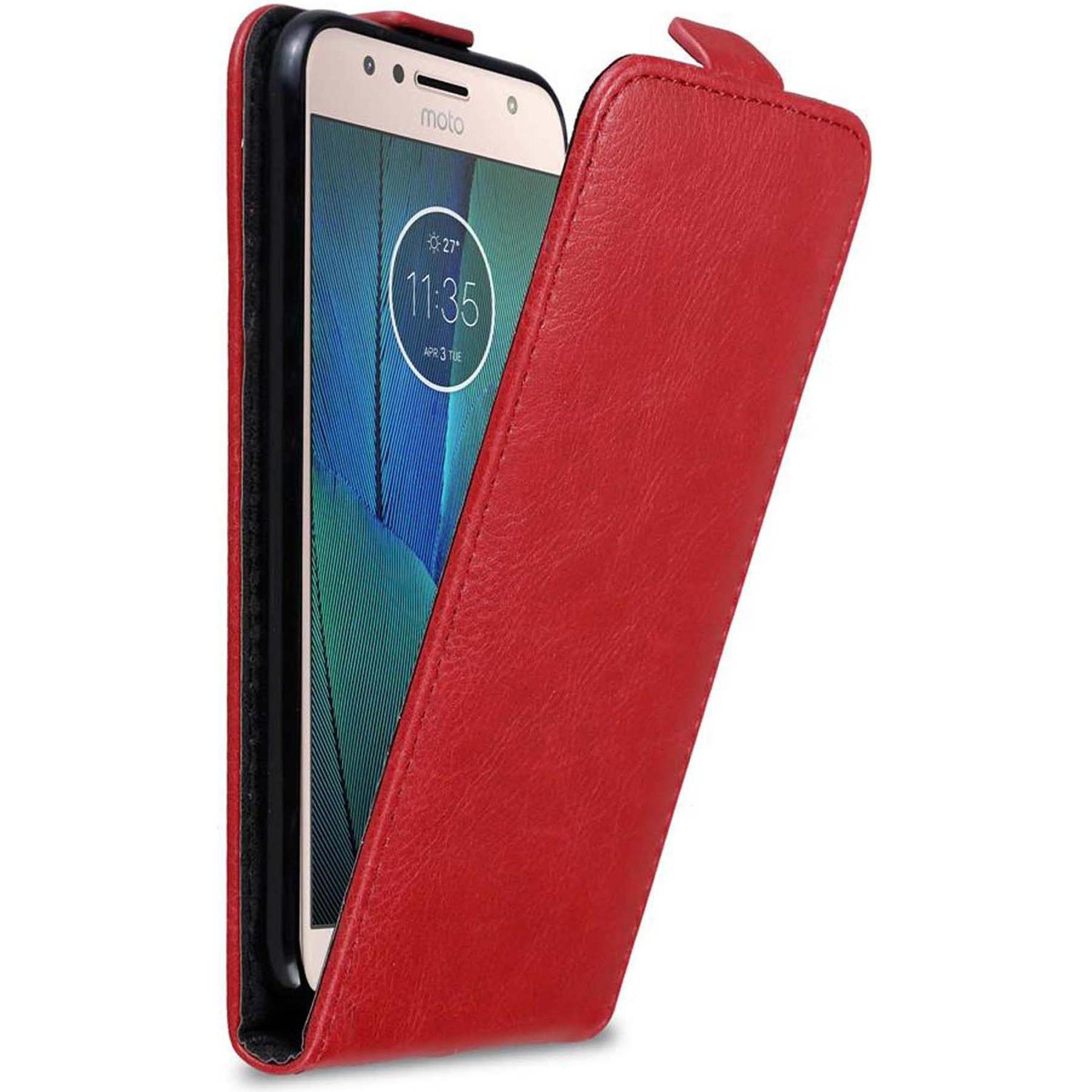 Cadorabo Flip wie Invisible Cover (Motorola Moto G5S Plus), Smartphone Hülle, Rot