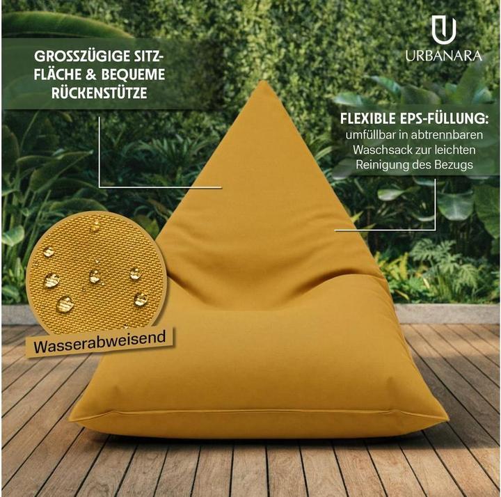 Produktbild Urbanara Sitzsack Basic-Outdoor Triangle, 300 l, Senfgelb